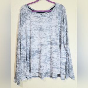 NIKE Dri Fit Long Sleeve Tunic size2X Sheer Marbled Print NIKE Swoosh on Arm